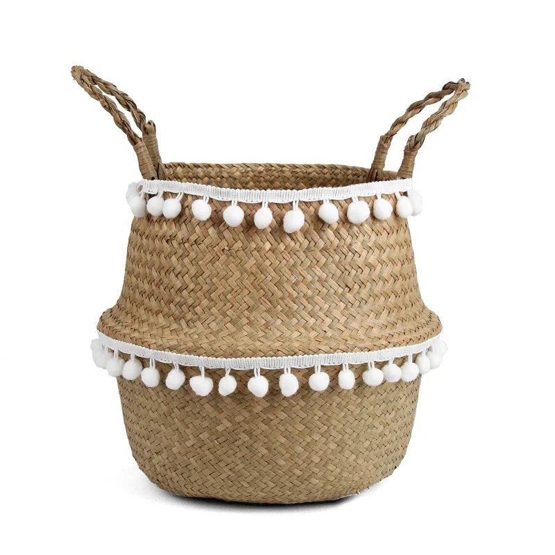 ECOCRAFT Bamboo Wicker Storage Basket Foldable Planter