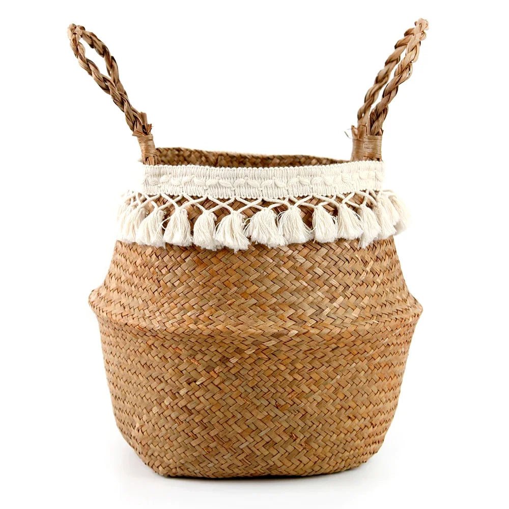 ECOCRAFT Bamboo Wicker Storage Basket Foldable Planter