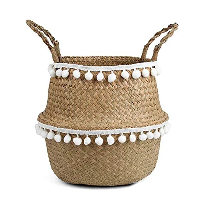 ECOCRAFT Bamboo Wicker Storage Basket Foldable Planter