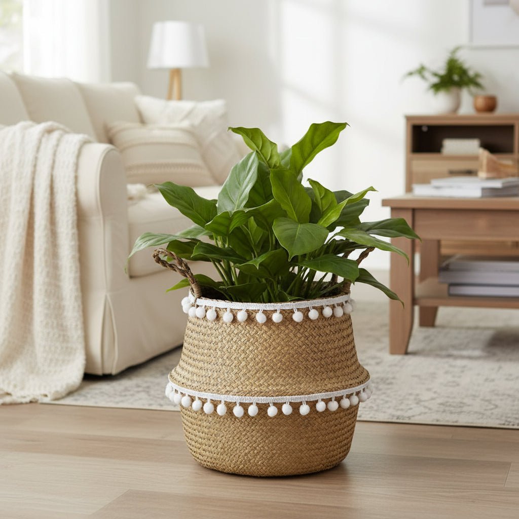ECOCRAFT Bamboo Wicker Storage Basket Foldable Planter