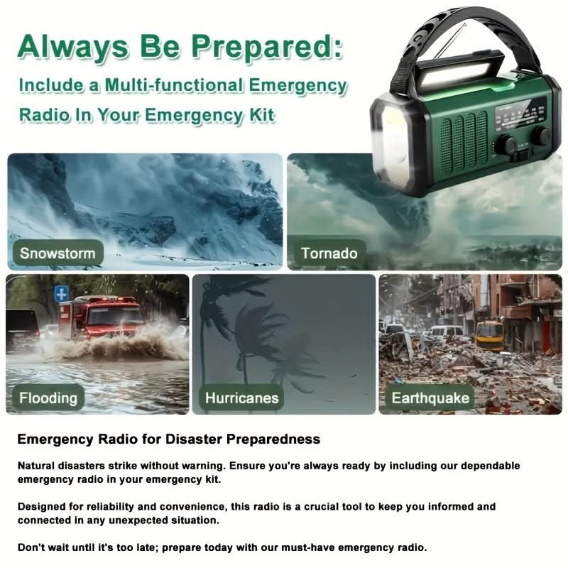 ECOPOWER RADIO Nouzové meteorologické rádio se solárním napájením, svítilnou a USB nabíječkou