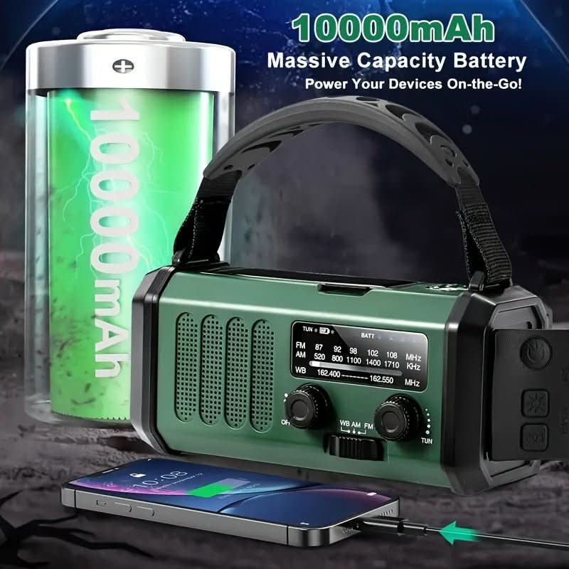 ECOPOWER RADIO Nouzové meteorologické rádio se solárním napájením, svítilnou a USB nabíječkou