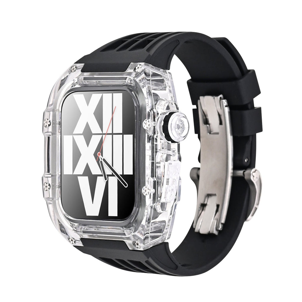 RM V30 Glacier-serien Fluororubber Gennemsigtigt Cover Gummibånd Mod Kit til Apple Watch