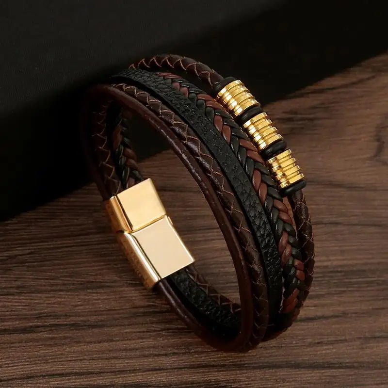 Pánský náramek EDGEKNOT s minimalistickým pleteným designem a kovovým gravírovatelným detailem