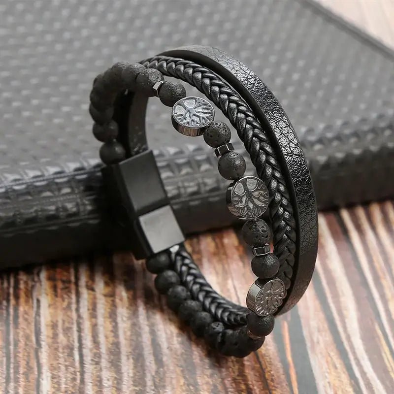 Pánský náramek EDGEKNOT s minimalistickým pleteným designem a kovovým gravírovatelným detailem