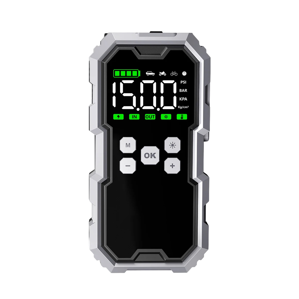 6000A Startbooster og dekkpumpe, 21800mAh, 150 PSI, 2,7 tommers LCD-skjerm