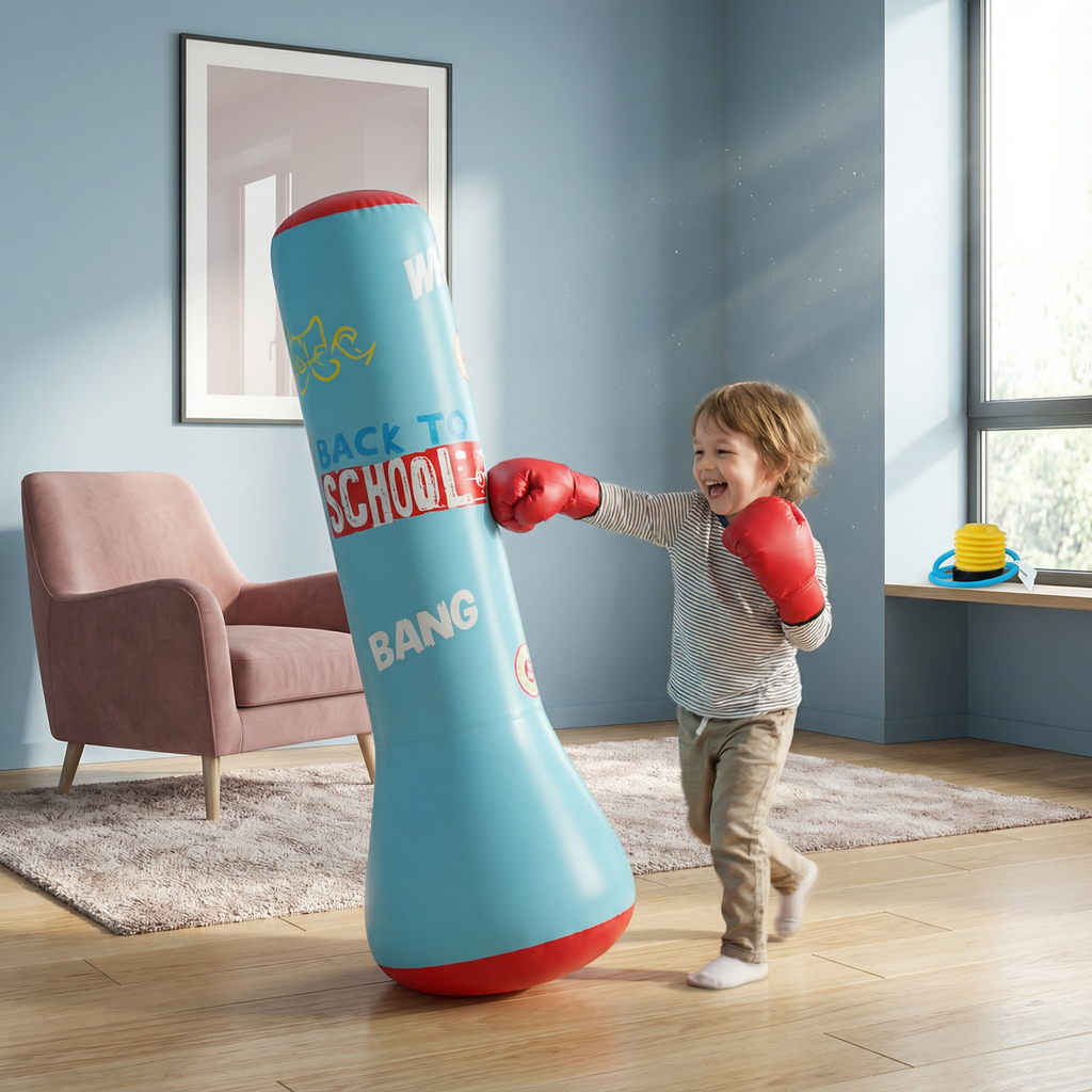 Kids Inflatable Punching Bag With Water Base And Soft Padding For Indoor And Outdoor Play