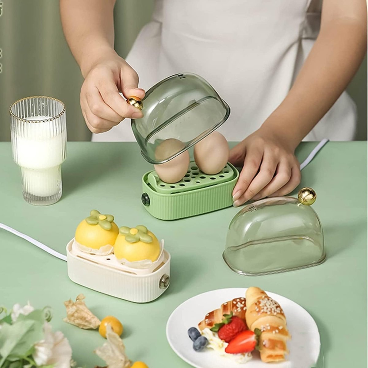 EGGFLAIR Bollitore Elettrico per Uova e Cuociuova con Tre Impostazioni di Cottura