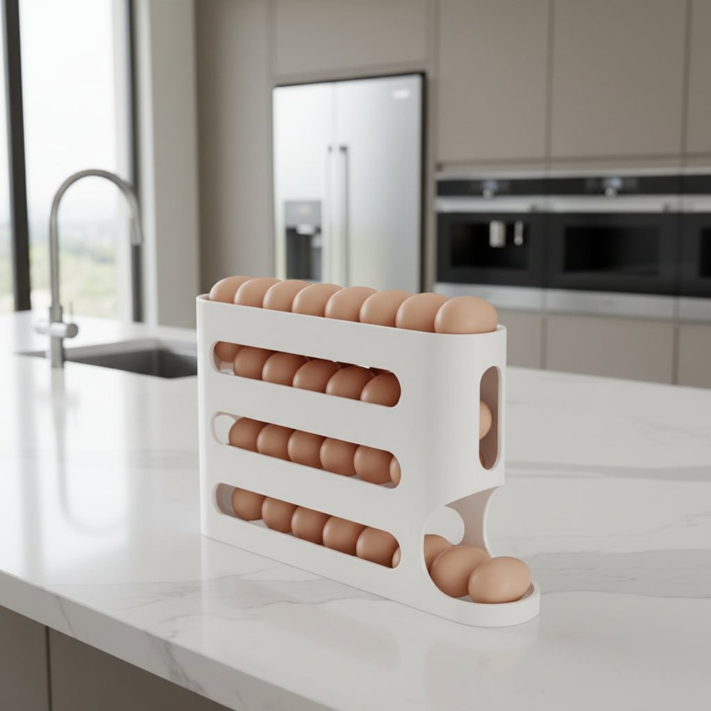 EGGSTAIR 4vrstvý dávkovač vajec s automatickým otáčením pro kompaktní lednice