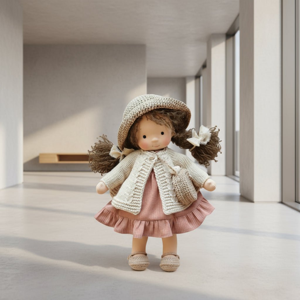 ELORA Puuvillainen Waldorf-nukke Luovaan leikkiin käsityönä valmistettu
