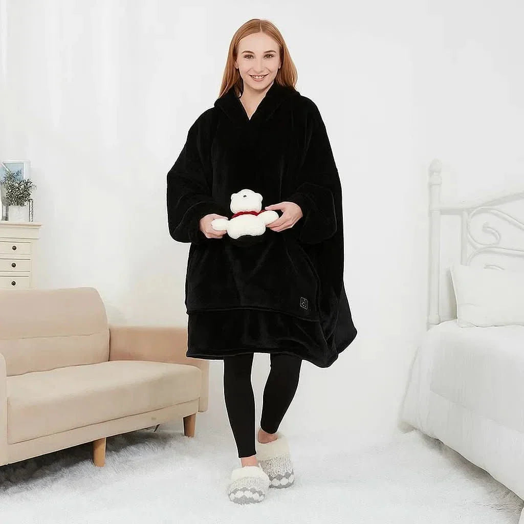 Manta con capucha calefactable EmberWear alimentada por USB para calidez acogedora