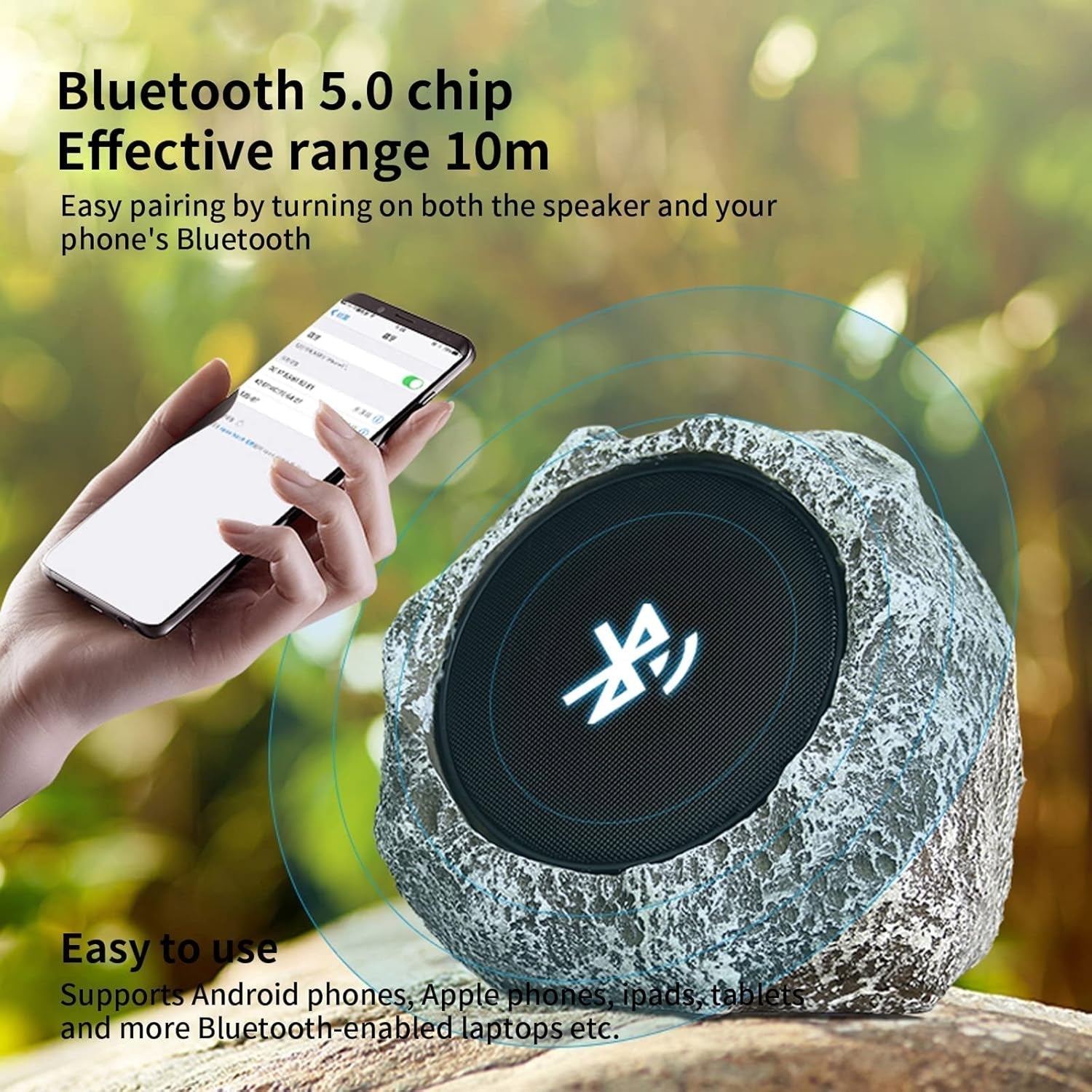 Solcelledrevne udendørs Bluetooth-højttalere til have og terrasse