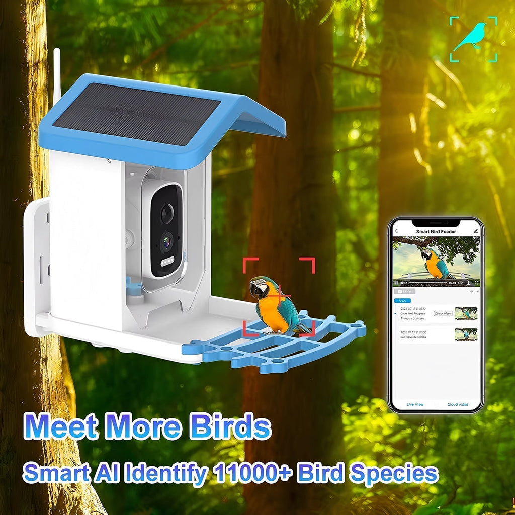 Smart Bird Feeder With AI Species ID, 2K Camera, Solar Power