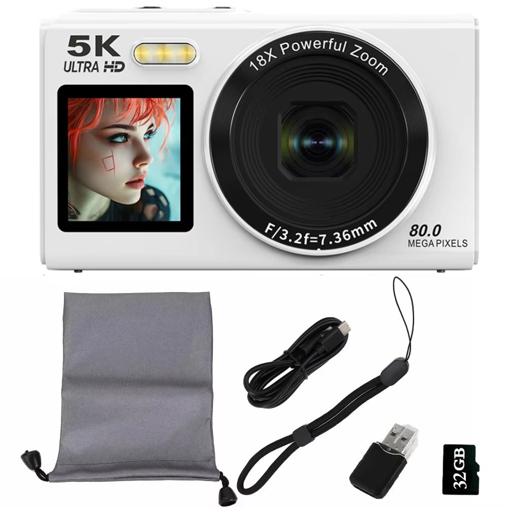 ClikVis dvouobrazovkový fotoaparát s 5K videem, 80MP fotografiemi a 18× zoomem