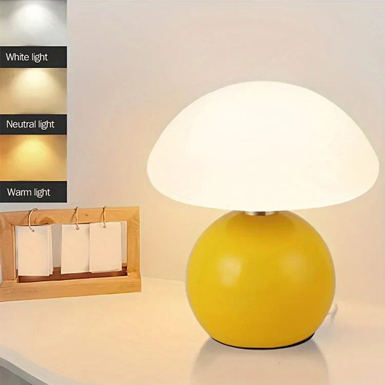 Lumiere Kremfarget Sopp Keramisk Bordlampe Bauhaus Stil