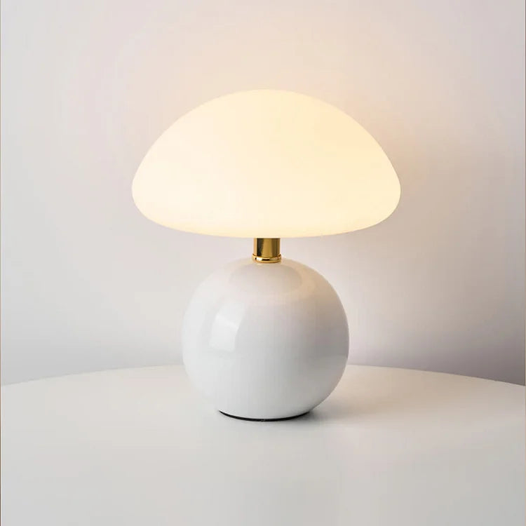 Lumiere Kremfarget Sopp Keramisk Bordlampe Bauhaus Stil