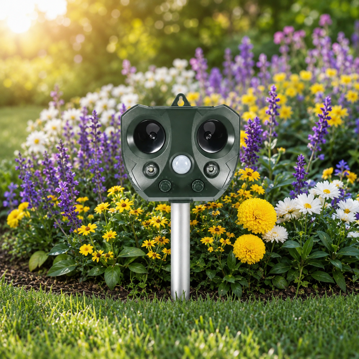 Ultrasonic Bird And Pest Defender Solar Powered Outdoor Repeller With PIR Sensor
