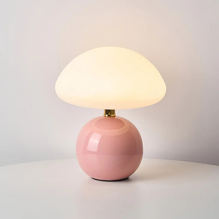 Lumiere Kremfarget Sopp Keramisk Bordlampe Bauhaus Stil