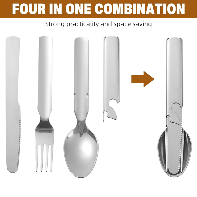 Outdoor Foldable Cutlery Set Stainless Steel 4 Tools