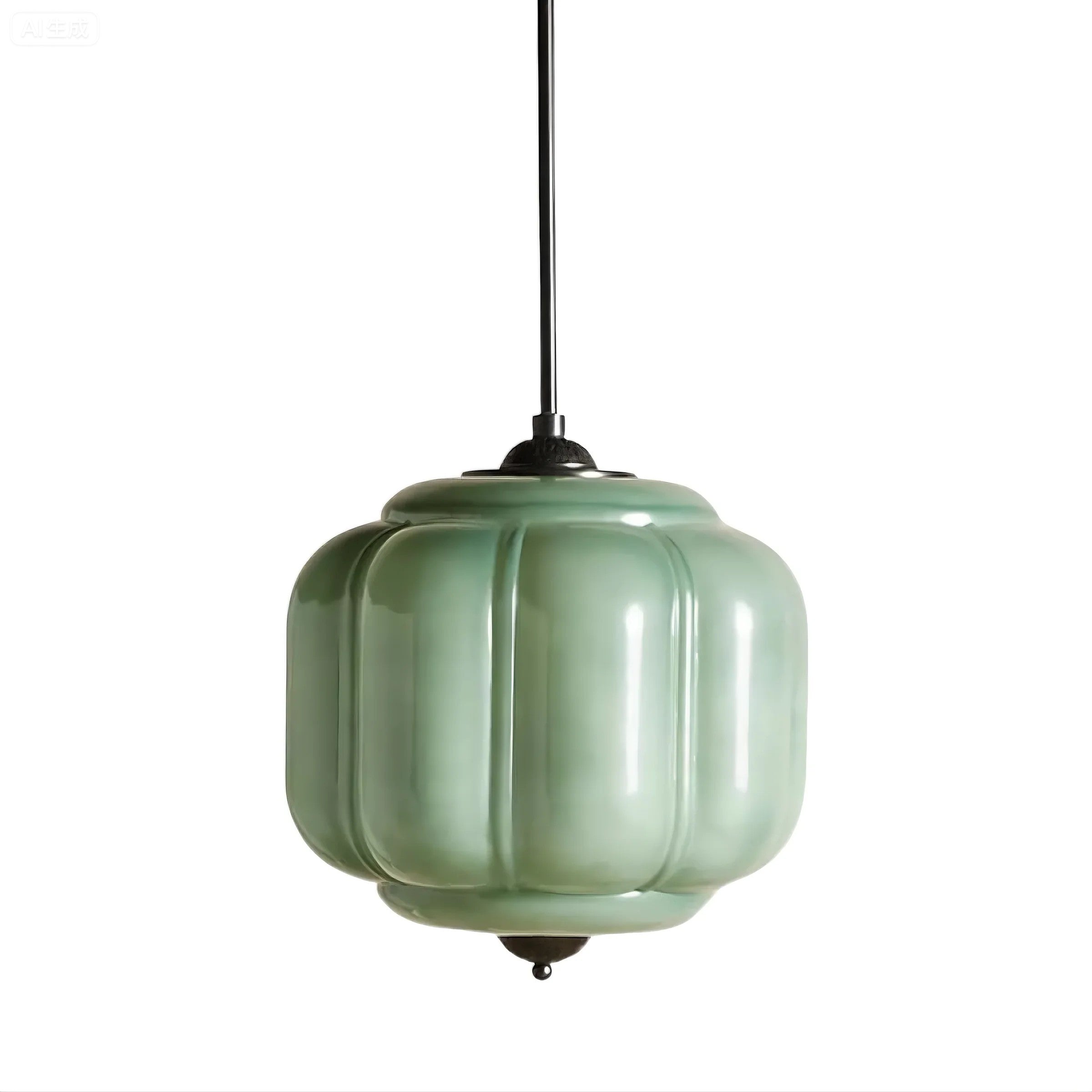 Lampada a soffitto in vetro con pendente a zucca in stile vintage