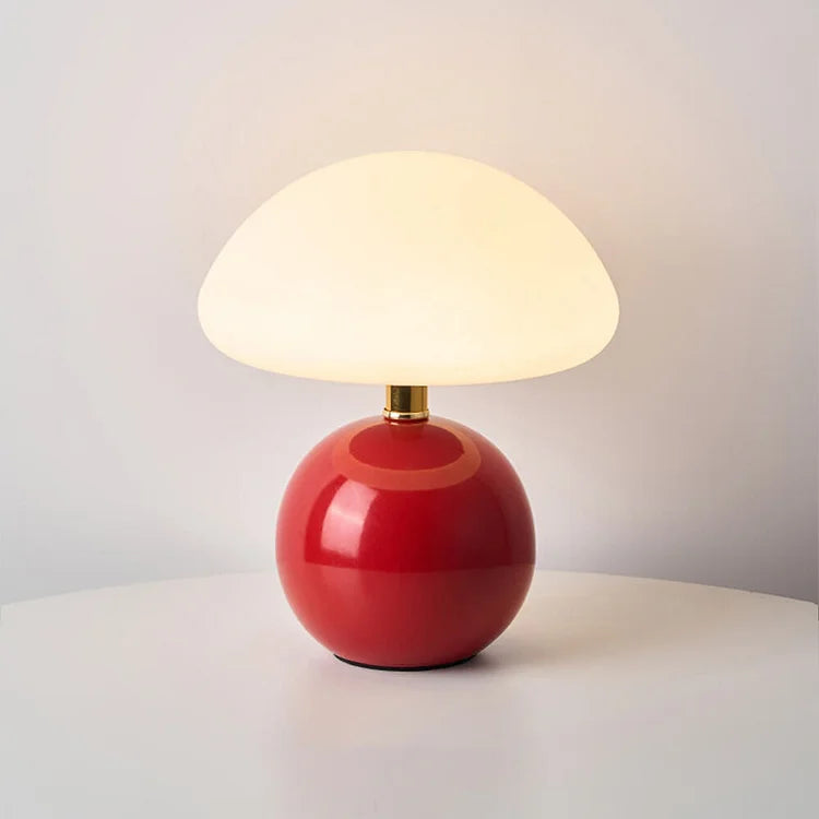Lumiere Kremfarget Sopp Keramisk Bordlampe Bauhaus Stil