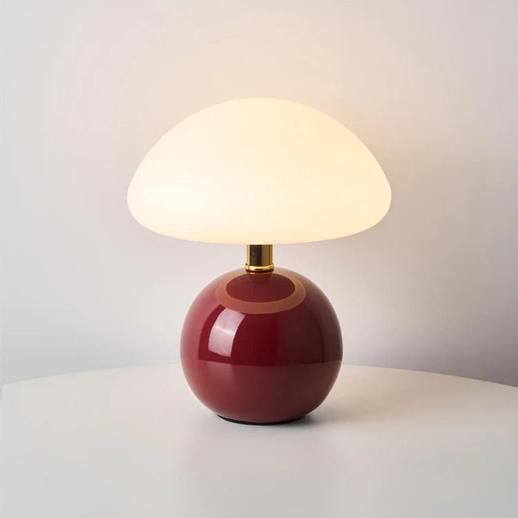 Lumiere Kremfarget Sopp Keramisk Bordlampe Bauhaus Stil