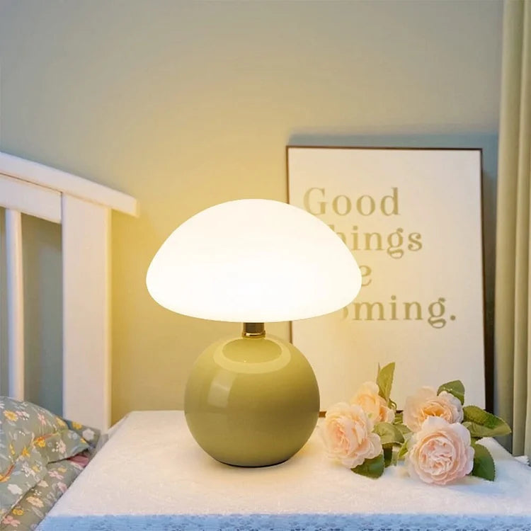 Lumiere Kremfarget Sopp Keramisk Bordlampe Bauhaus Stil
