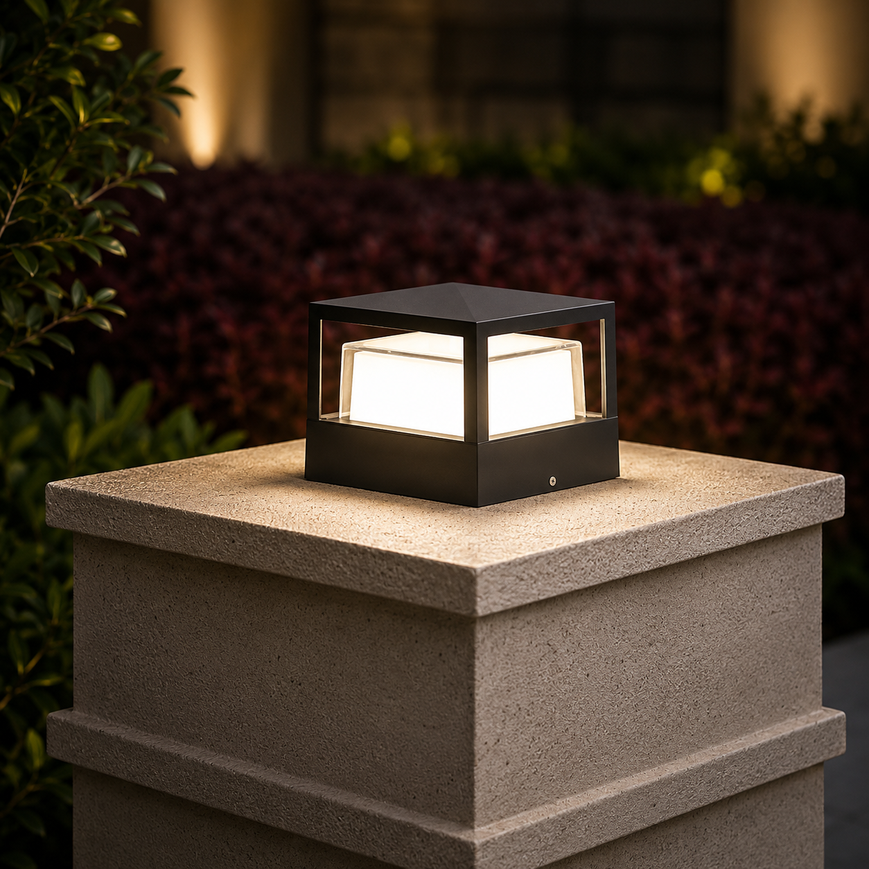 ضوء عمود خارجي للحديقة والممر مع مصباح LED مدمج