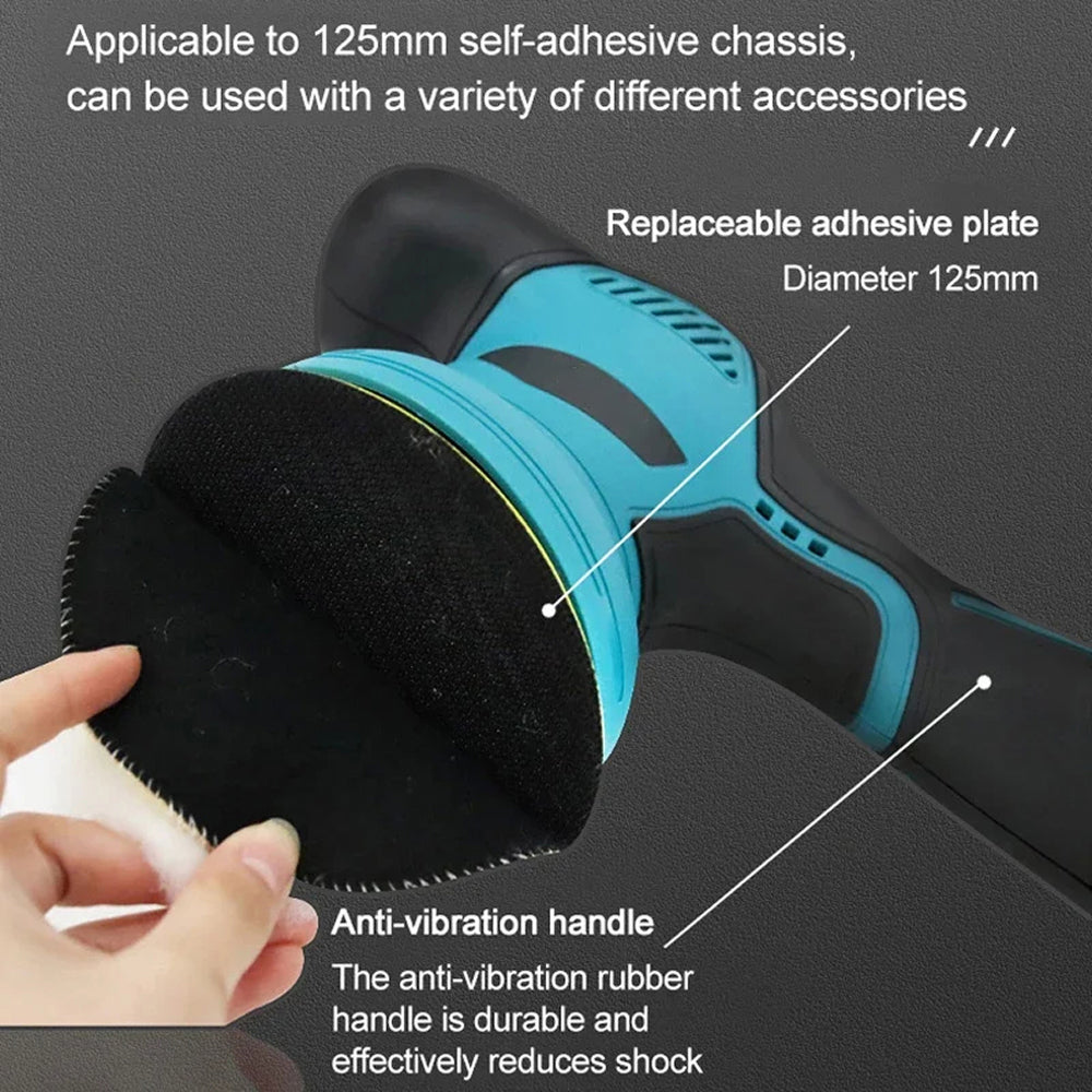 Lucidatrice per auto cordless con doppia azione e trasmissione orbitale, 8 velocità, batteria 12V