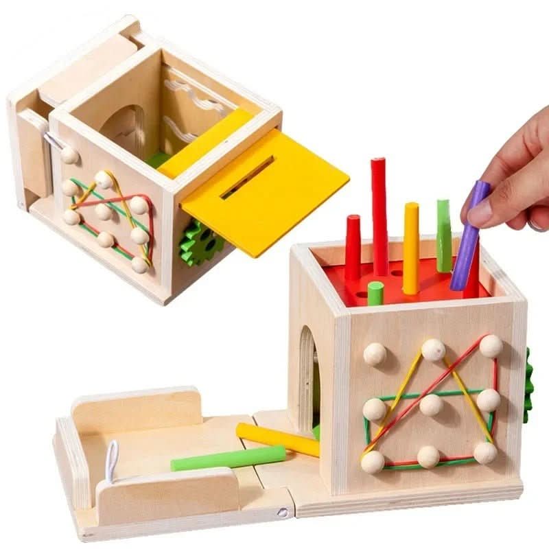 DiscoveryCube Montessori játékdoboz babáknak 6 hónapos kortól, 8 tevékenységgel