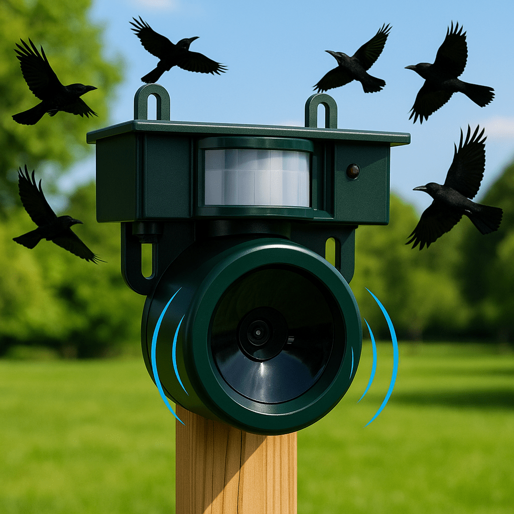 Disuasor de aves con sensor de movimiento FeatherBlock para espacios exteriores tranquilos