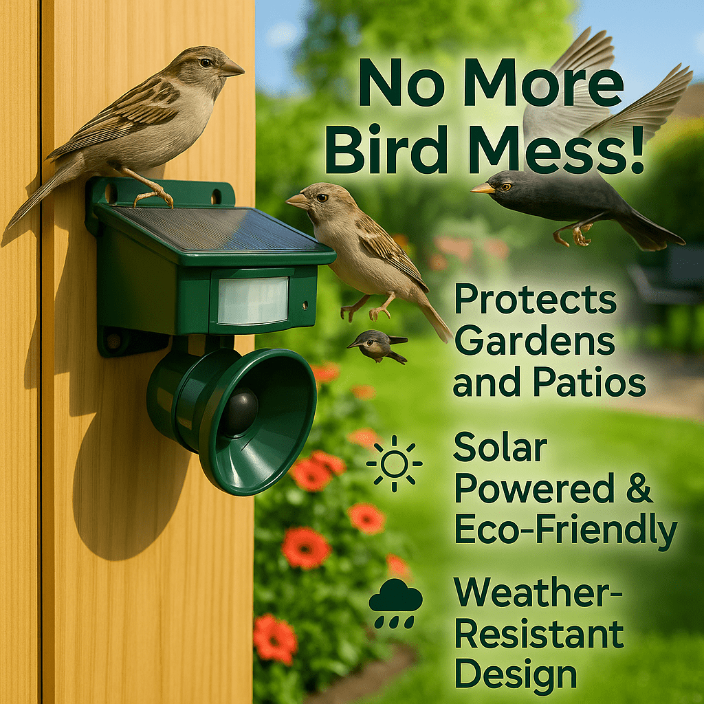 Disuasor de aves con sensor de movimiento FeatherBlock para espacios exteriores tranquilos