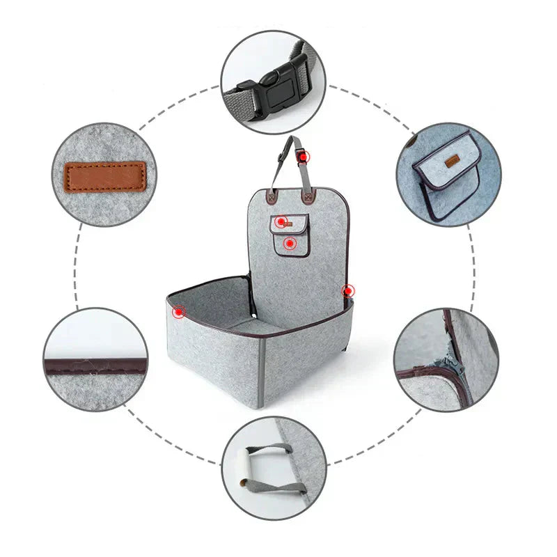 Comfortable Pet Car Seat For Dogs With Secure Fastening Strap