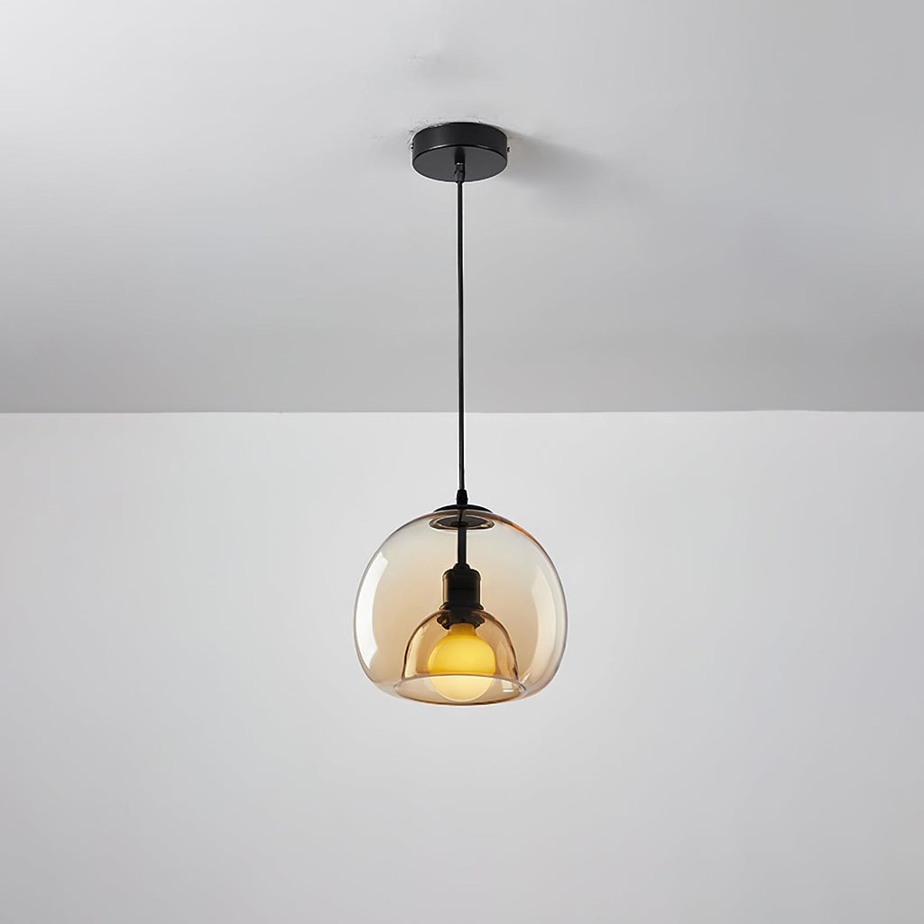 Pendant Light With Smoky Glass Dome For Ceiling Mount In Kitchen And Dining