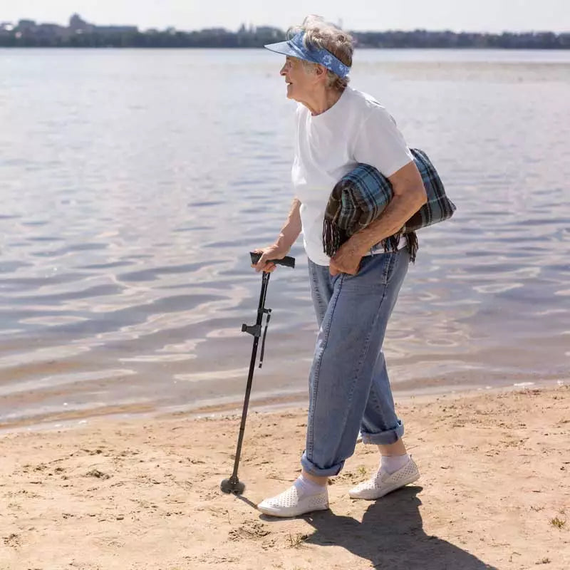 Foldable LED Walking Cane With Adjustable Height And Non Slip Base