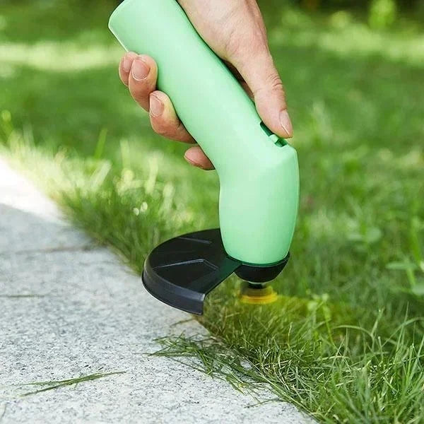 Bezprzewodowa mini podkaszarka z 63 cm trzonkiem, zasilana bateriami AA, lekka