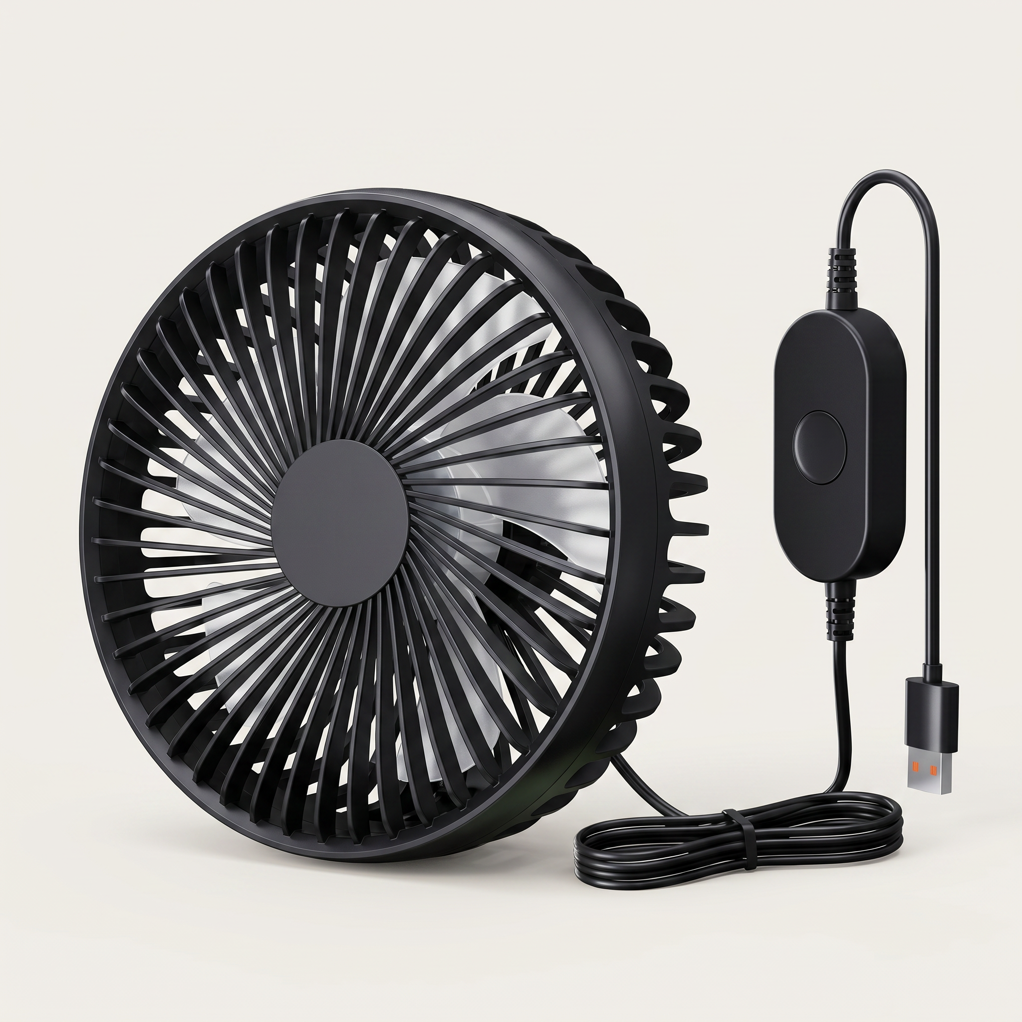 USB Car Fan With Suction Cup Mount, 3 Speeds, Portable Cooling