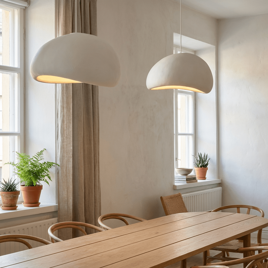 Glassfiber Pendellampe Med Minimalistisk Wabi Sabi Kjøkkenbelysning