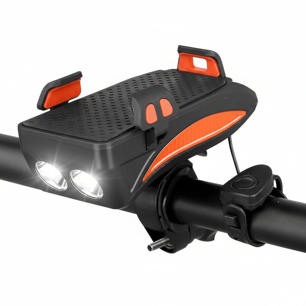 פנס קדמי לאופניים CYCLOLIGHT עם סוללת גיבוי ומחזיק טלפון