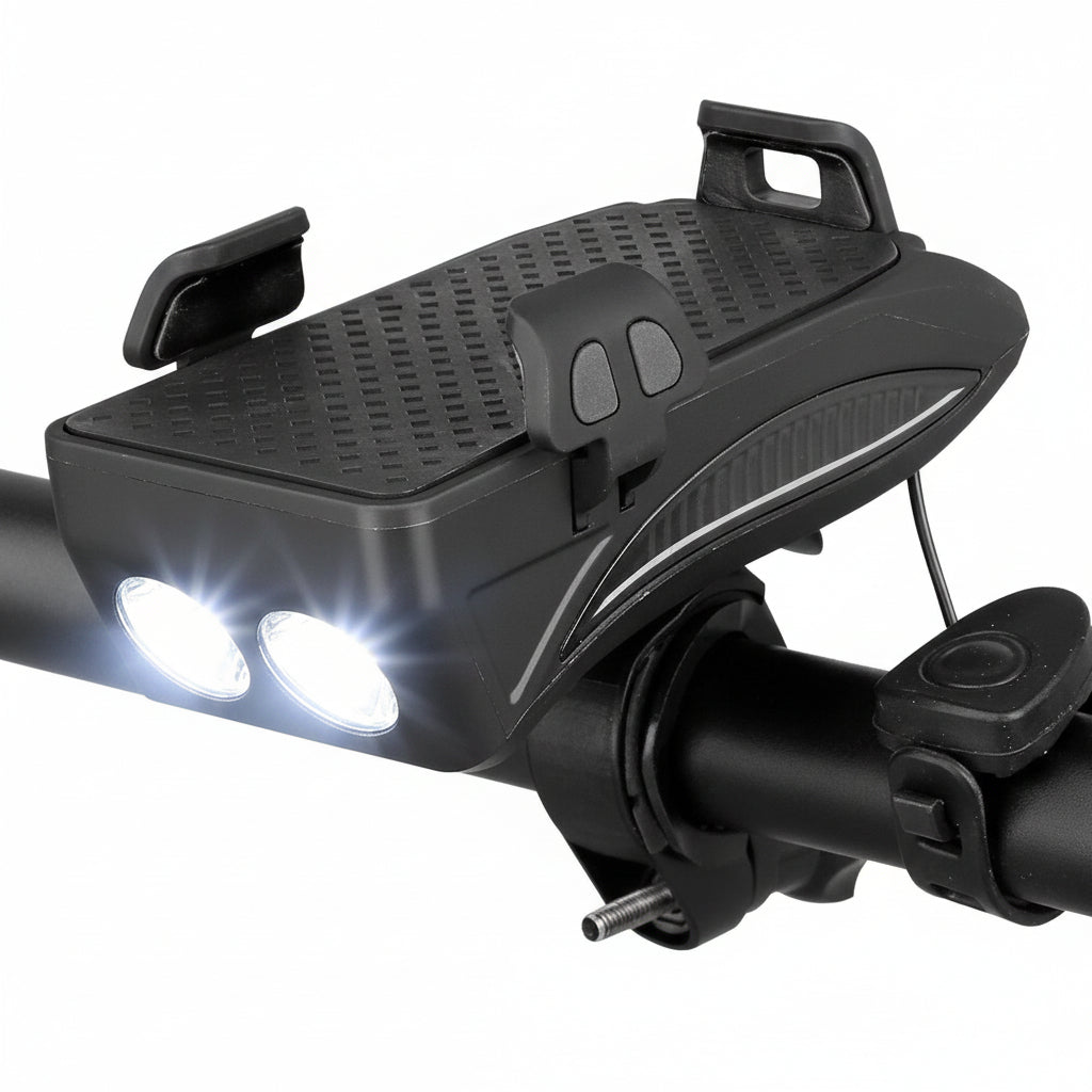 פנס קדמי לאופניים CYCLOLIGHT עם סוללת גיבוי ומחזיק טלפון