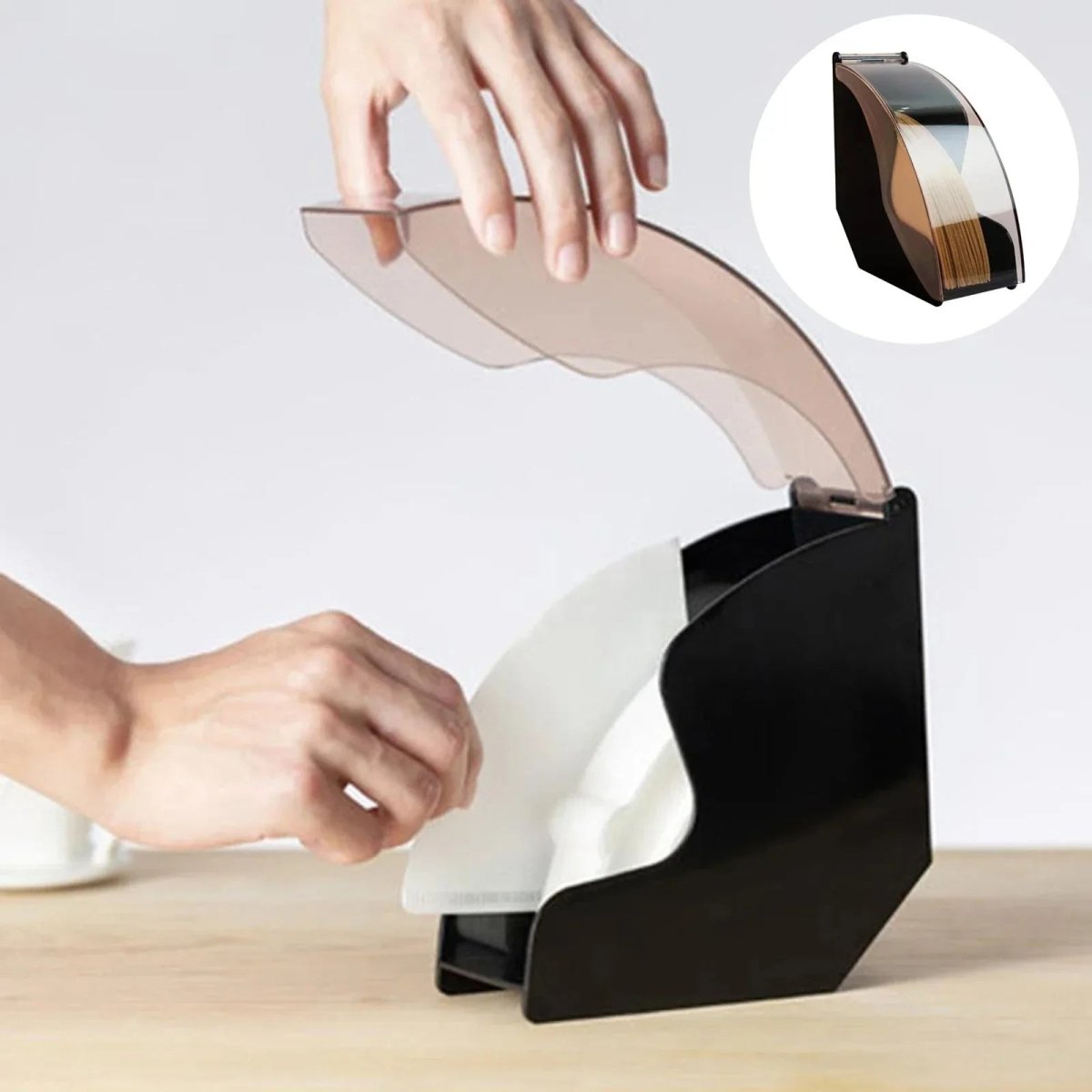 FILTERIA Hand Brew Coffee Filter Holder With Clear Acrylic Lid