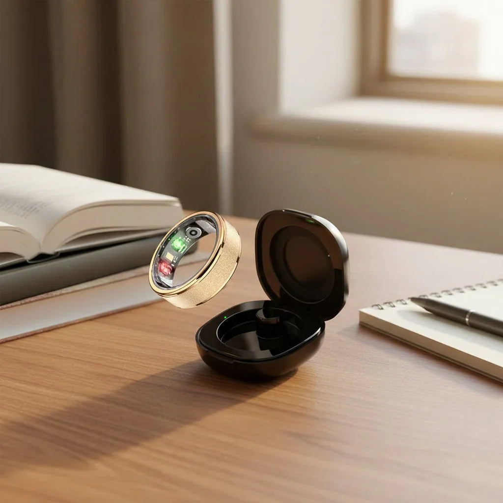 Anillo Inteligente FITCIRCLE y Estuche de Carga para Seguimiento de Salud de Hombres y Mujeres, Resistente al Agua 5ATM