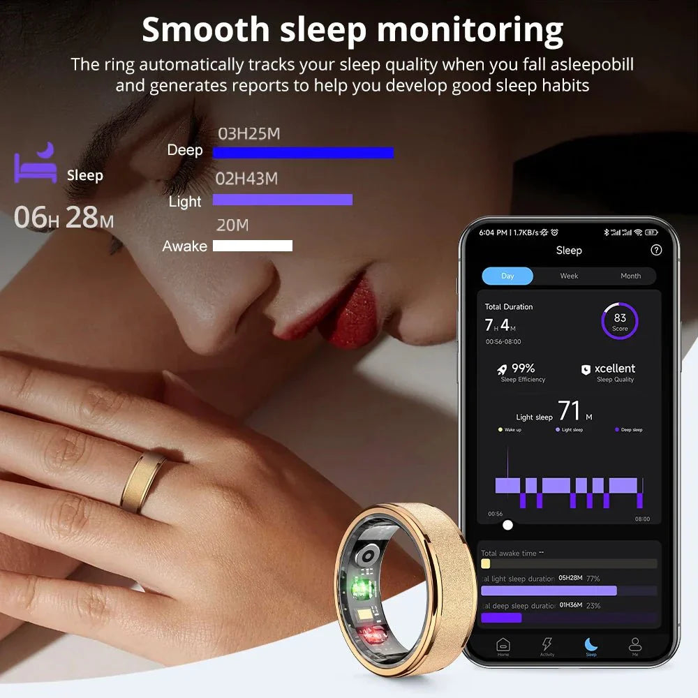 Anillo Inteligente FITCIRCLE y Estuche de Carga para Seguimiento de Salud de Hombres y Mujeres, Resistente al Agua 5ATM