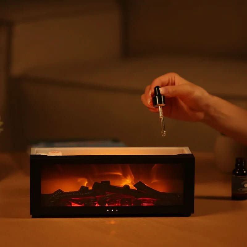 FlameMist Aromatherapie Luchtbevochtiger met Vlam Effect en LED Licht