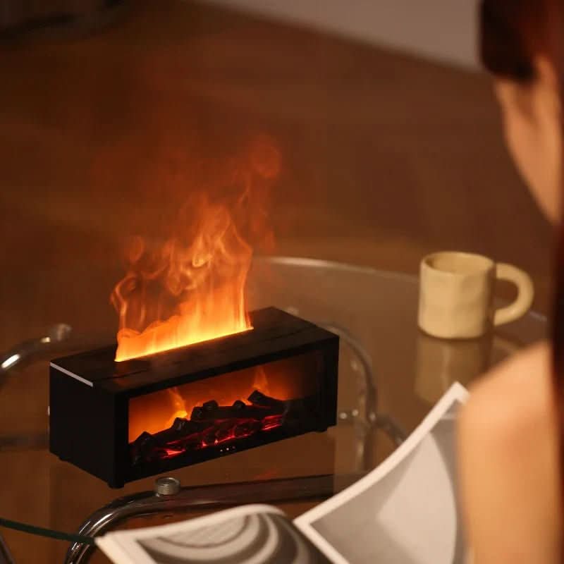 FlameMist Aromatherapie Luchtbevochtiger met Vlam Effect en LED Licht