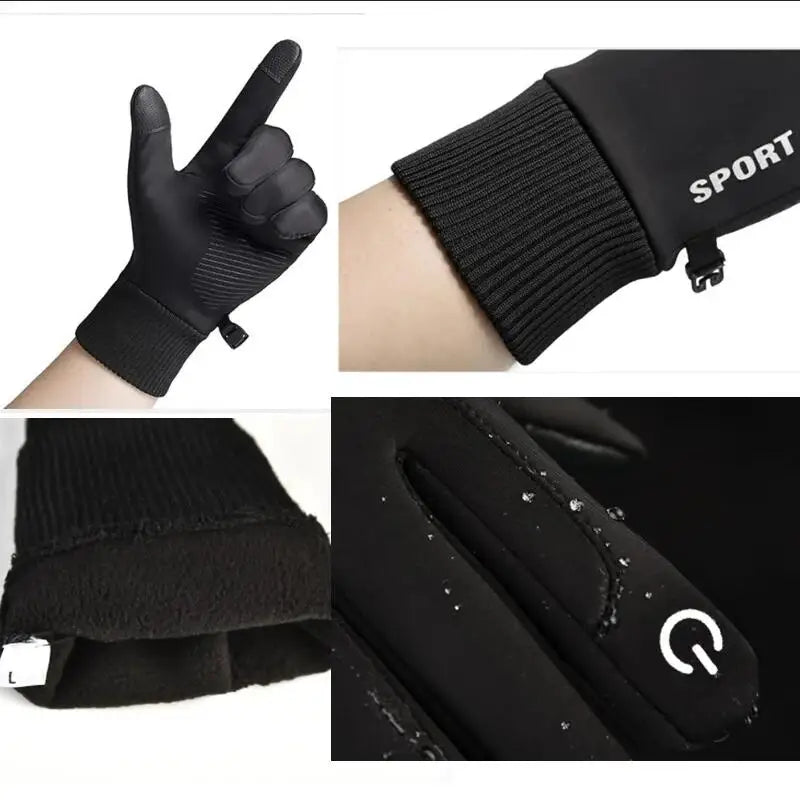 FLEECEGRIP vízálló kesztyű teljes ujjú érintőképernyős polár béléssel téli sportokhoz