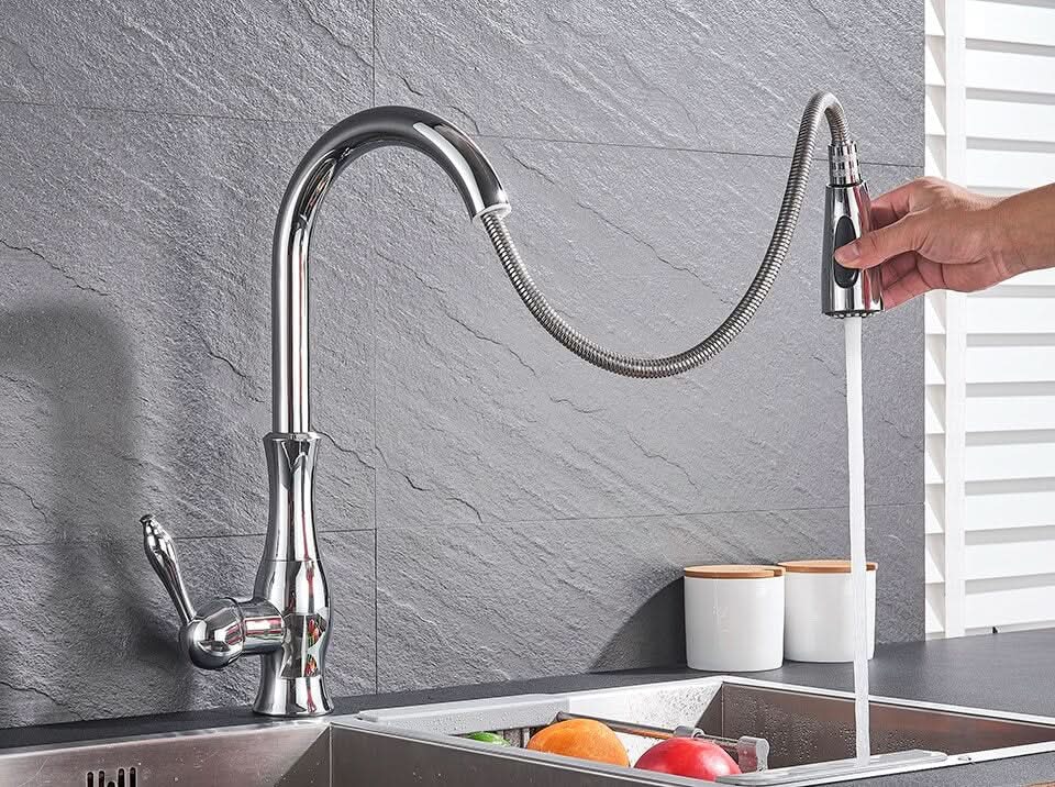 Flexflow kihúzható rozsdamentes konyhai csaptelep rugalmas öblítéshez