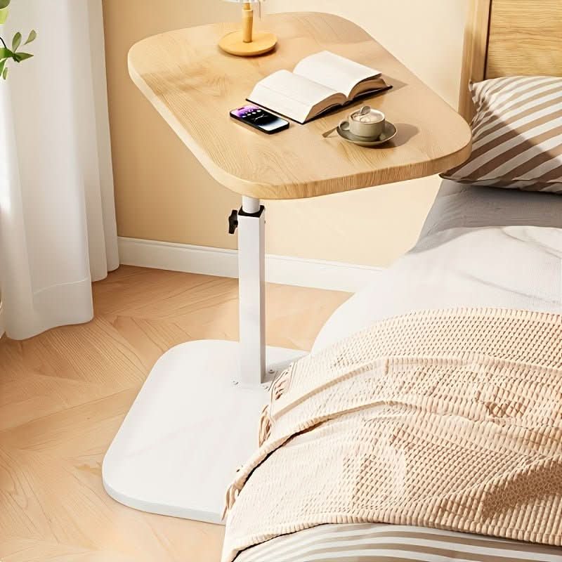 LIVELIFT Wood Top Adjustable Side Table for Sofa or Bed