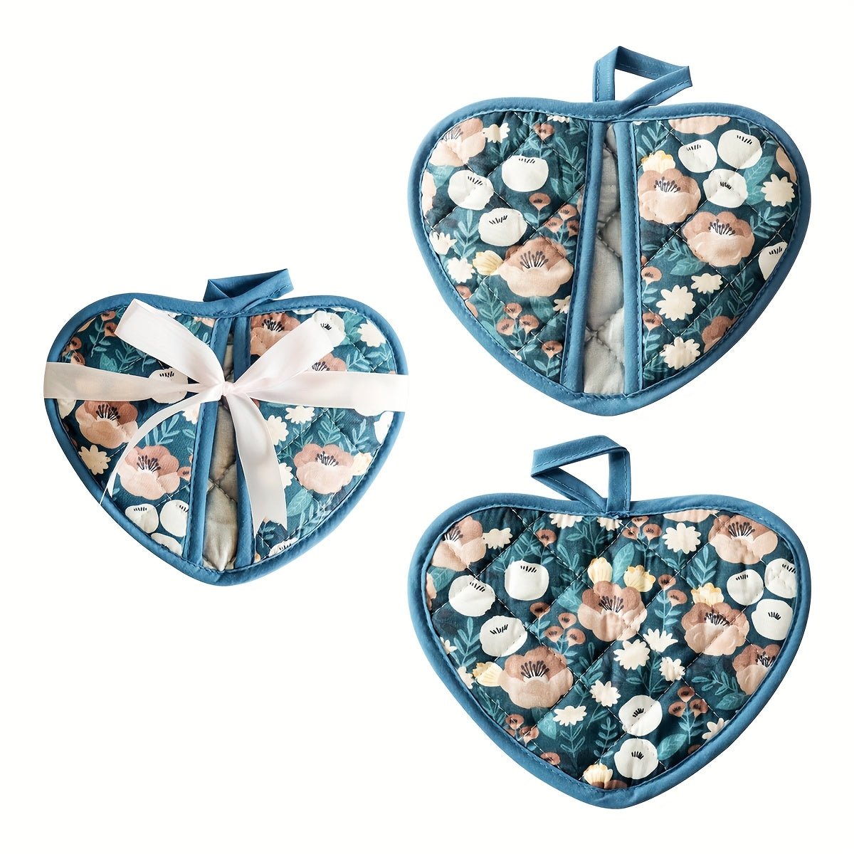 FloralHeart Vintage Potholders Set For Heat Resistance | compagnien