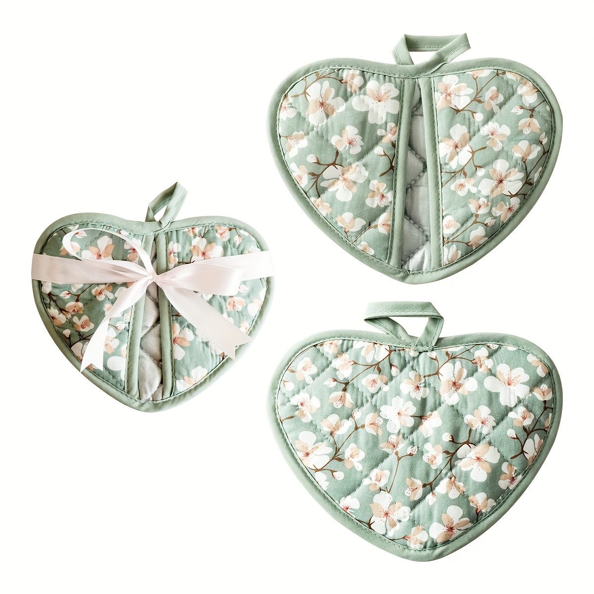 FloralHeart Vintage Potholders Set For Heat Resistance | compagnien